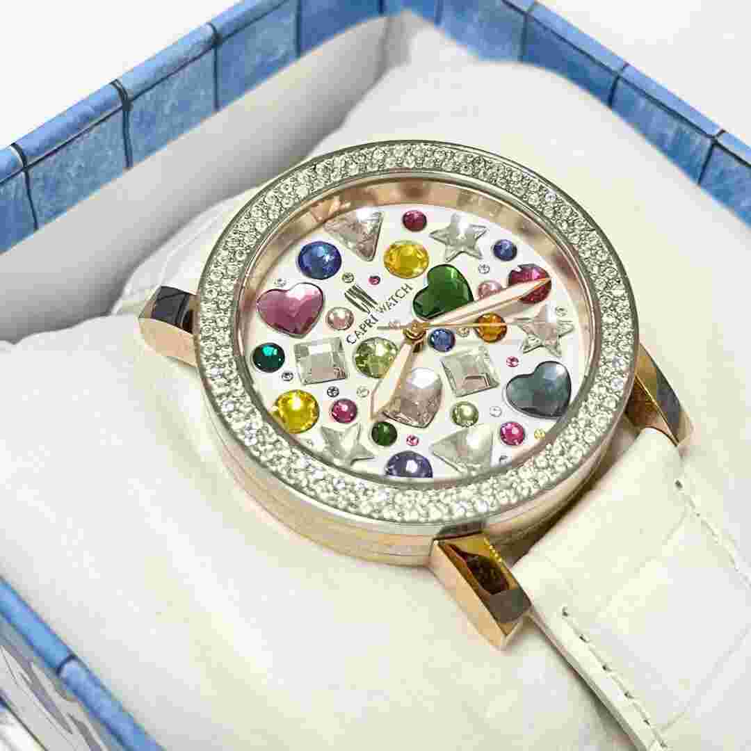 CAPRI WATCH, Rhinestone, Watch, with Box, Heart, Star, From JAPAN, Multicolor