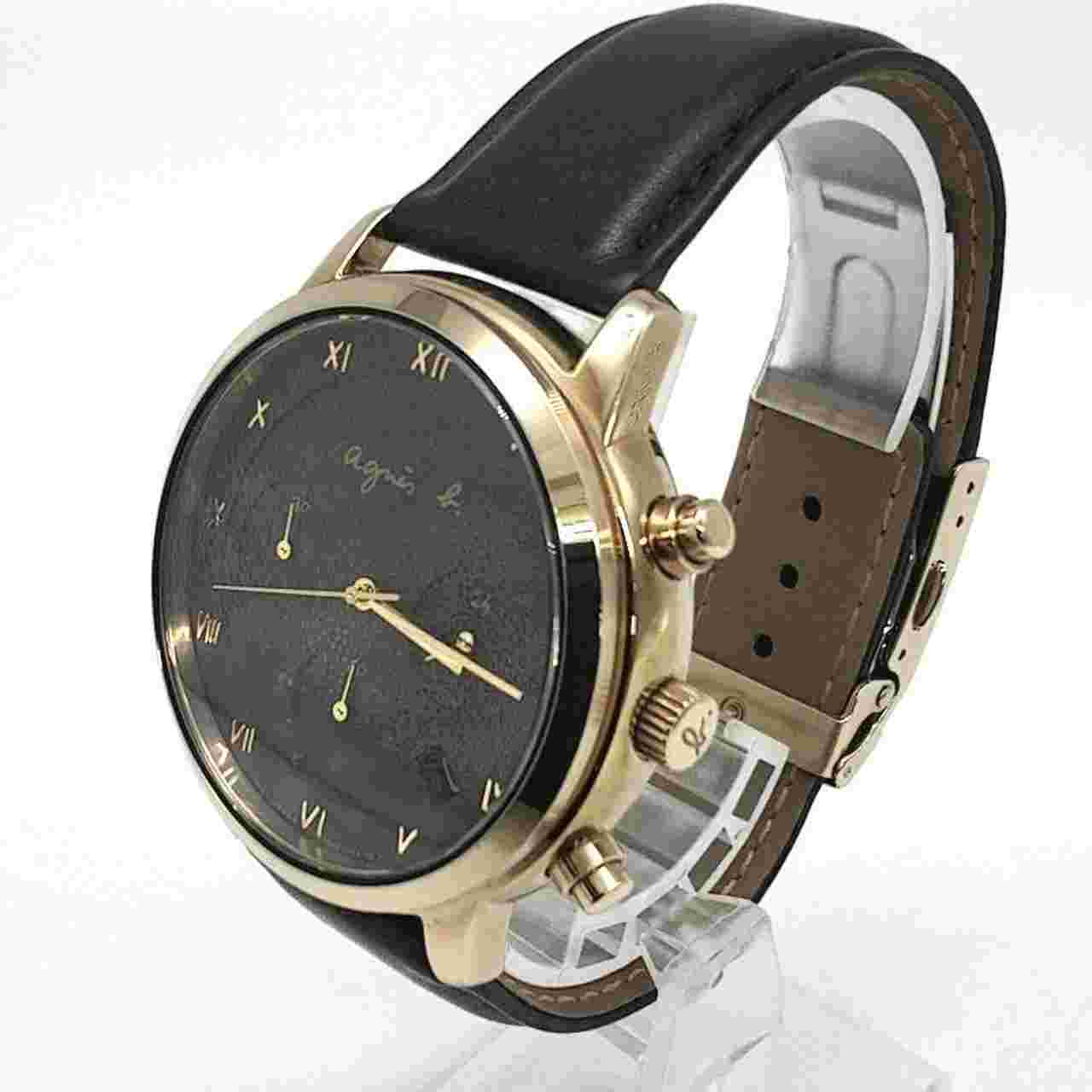 AGNES B. QUARTZ ANALOG VR42-KDD0 WRISTWATCH N-5701 GOOD