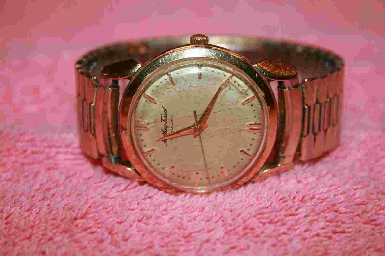 Vintage Mathey Tissot 14K Yellow Gold Automatic 17 Jewels Watch Working