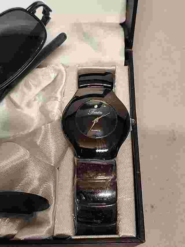 FONDINI COLLECTION QUARTZ  SWISS MOVEMENT MEN'S WATCH & SUNGLASSES B11