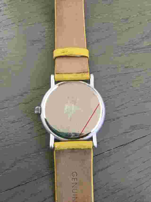 Alessi Vintage Men's Graves Design By Projects Quartz - Unisex Yellow Leather