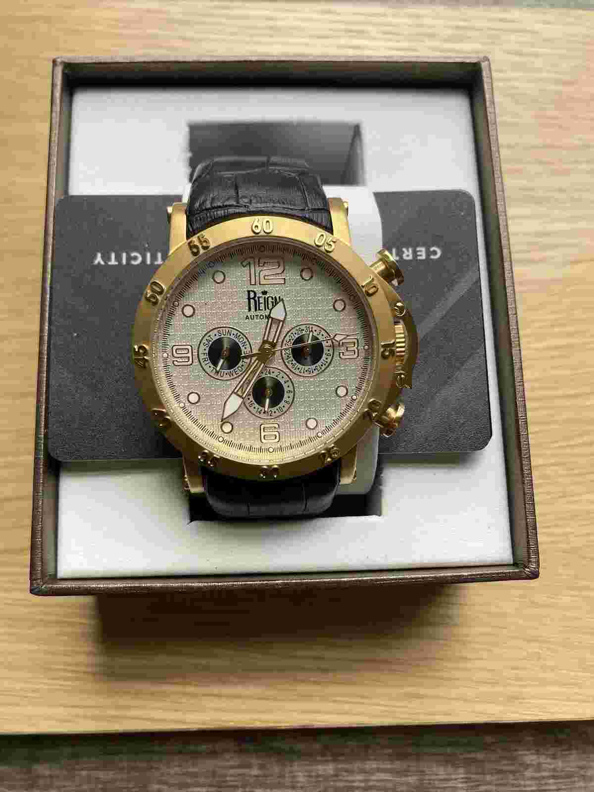 Reign Toretto Automatic Black Leather Band Watch - REIRN3502 New With Box Rare