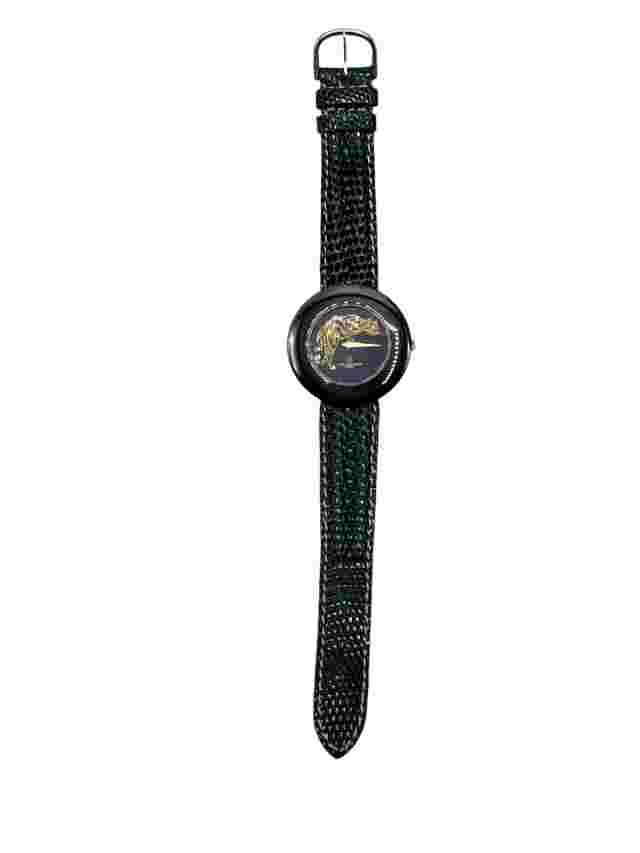 Ladies Vintage Ted Lapidus Paris 1960s Tabby Cat Wrist Watch Crystal Stainless
