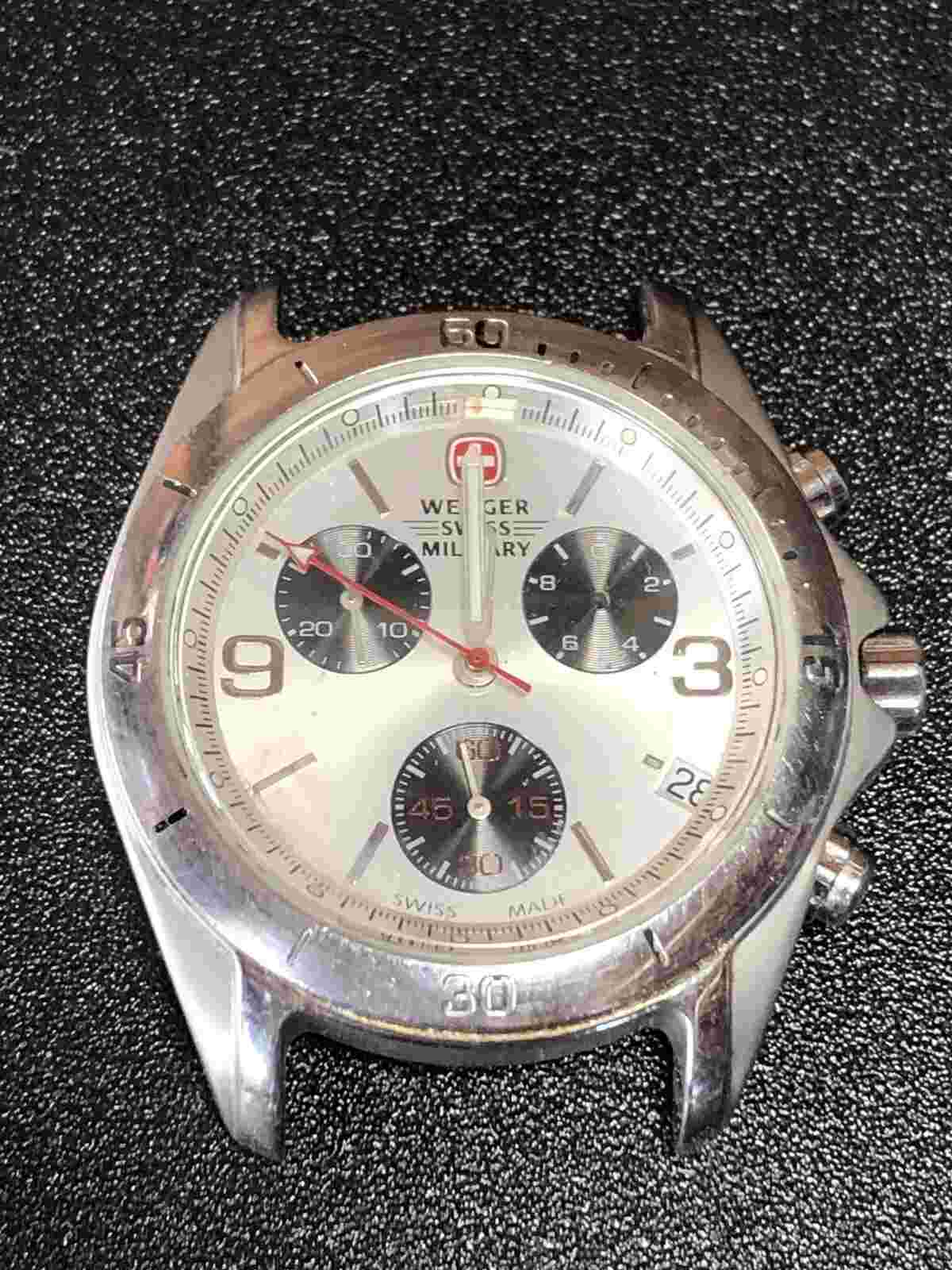 Vintage WENGER Swiss Army Military  Chronograph For Parts or Repair