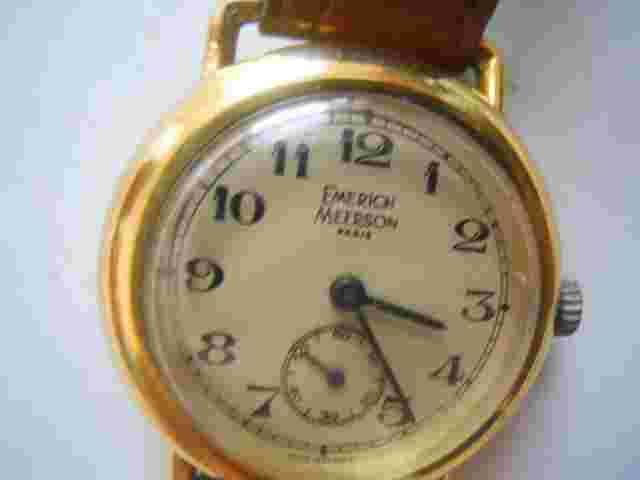 Vintage Emerich Meerson women's Brown leather band,wind up & Analog used watch.