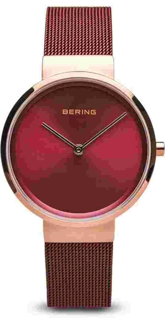 Bering Time Watch - Classic Ladies Red Dial and Mesh Band 14531-363