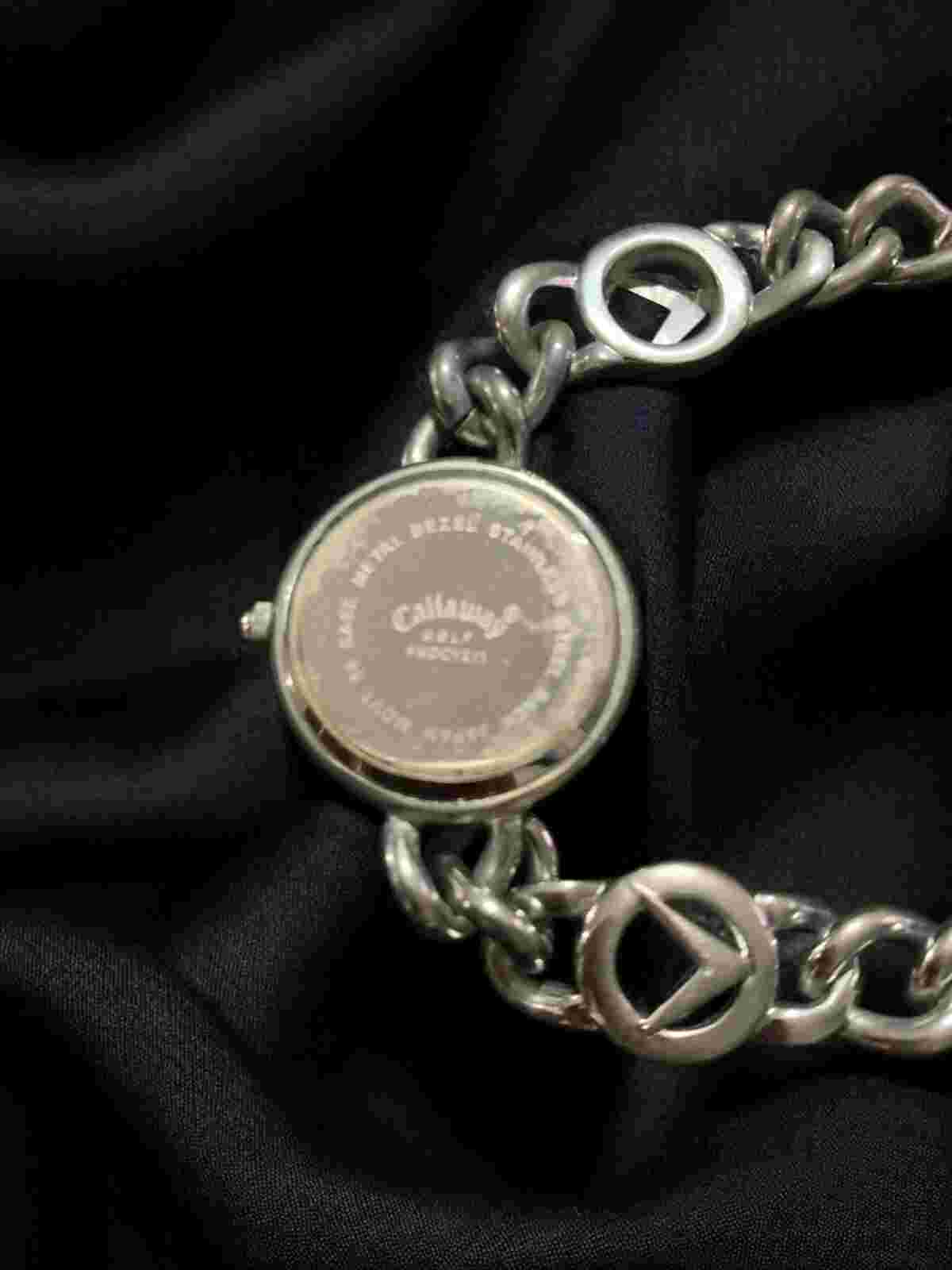 Callaway VTG Silver Tone Blue Face Chain Link Womens Watch Stainless Steel Bezel