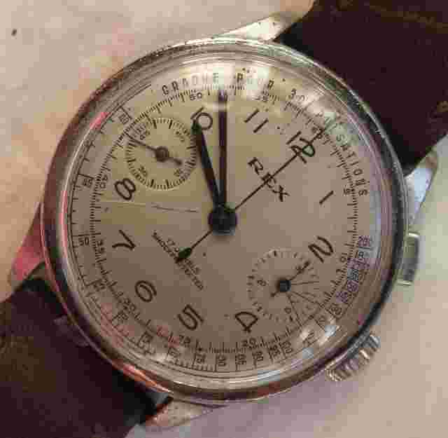 Rex chronograph mens wristwatch nickel chromiun case load manual