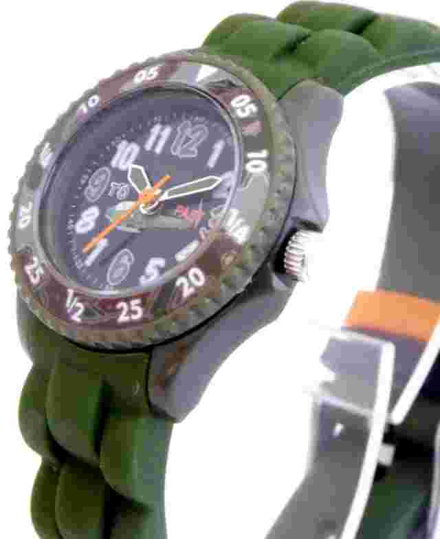 NTK0010 Tikkers Childrens Camouflage Helicopter Time Teacher Watch/ Green Straps