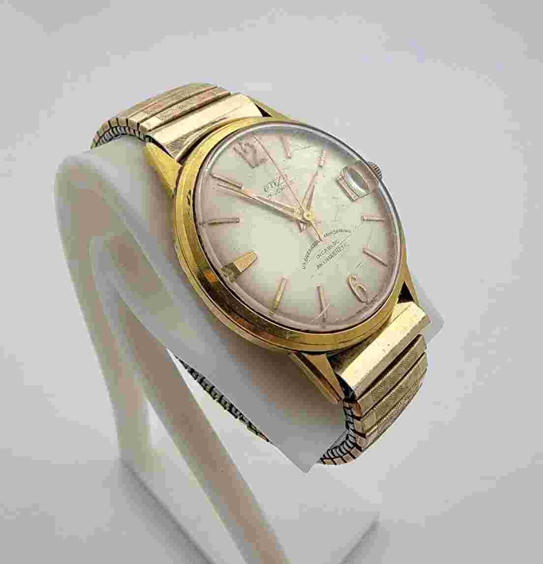 Men's Enzo 17J Unbreakable Mainspring Manual Wind Vintage Gold Tone SS Watch