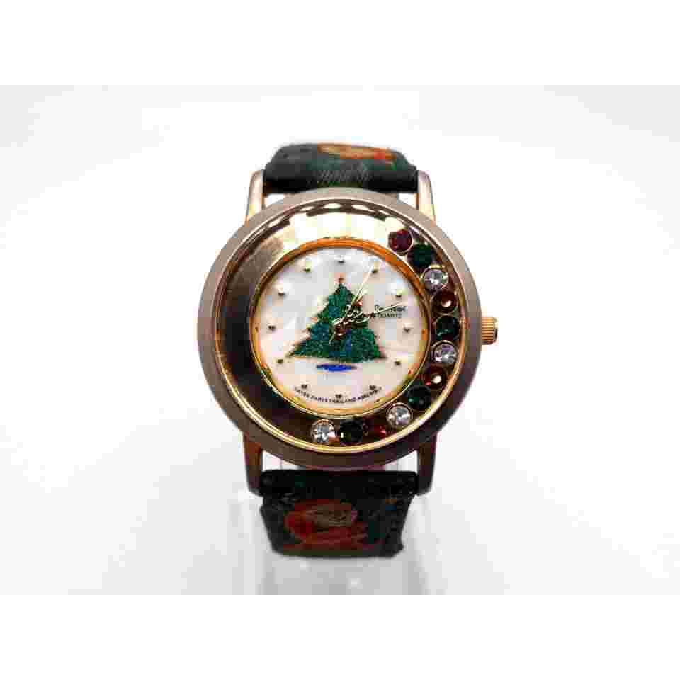 Pierre Nicole Christmas Watch Women 32mm New Battery Christmas Tree Santa Band