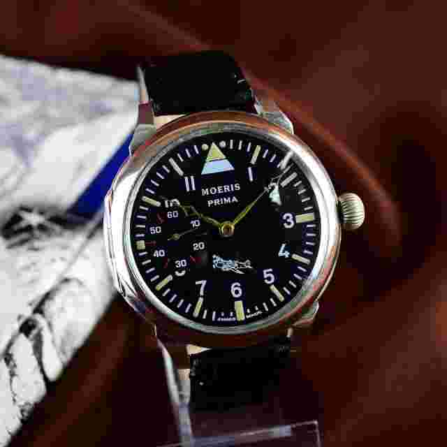 Swiss Wrist Watch Moeris Prima Vintage Marriage Military Style Men's Watch