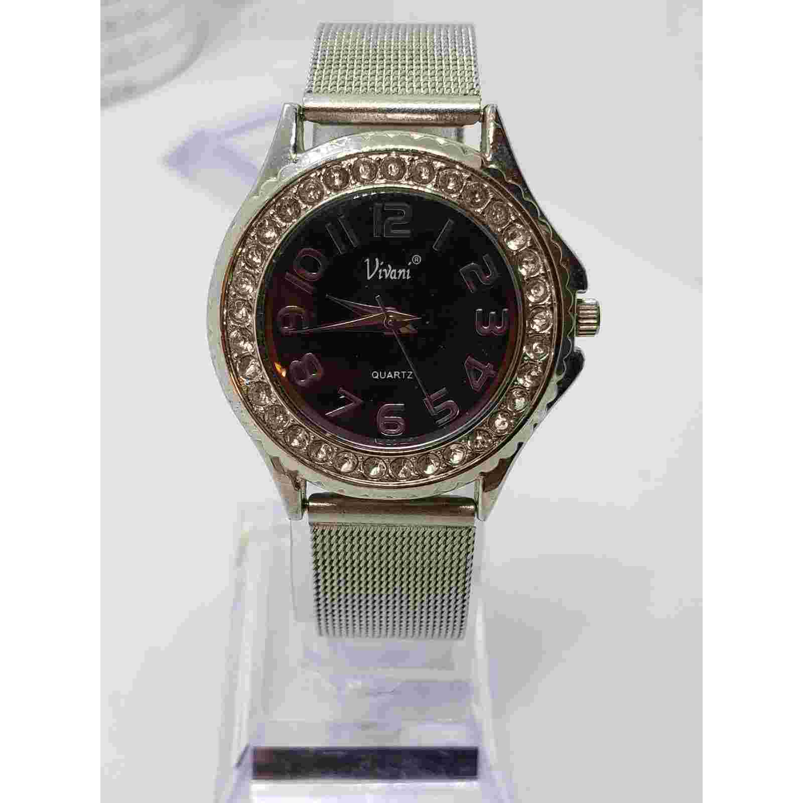 Vivani women's watch. K9020BLK. Large black face with jewel bevel. Working watch