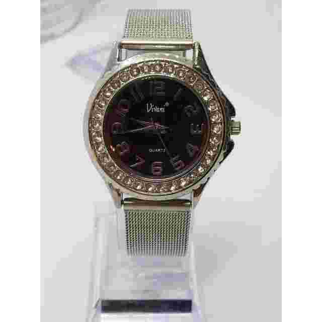 Vivani women's watch. K9020BLK. Large black face with jewel bevel. Working watch