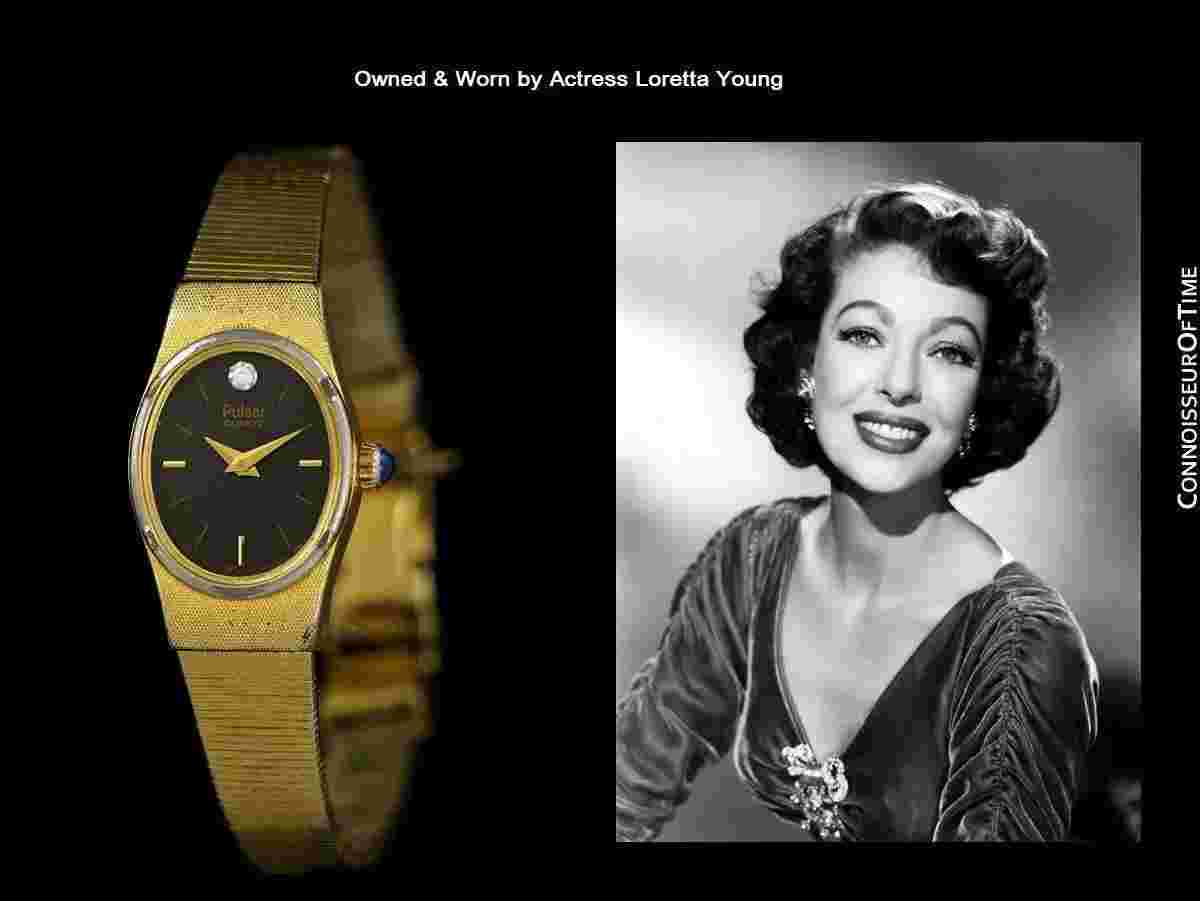 1970's PULSAR Vintage Ladies 14K Gold P. Watch - OWNED & WORN BY LORETTA YOUNG