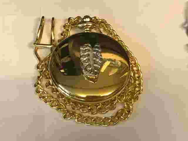 Leaf TG199 Pewter on a Gold Pocket Watch Quartz fob