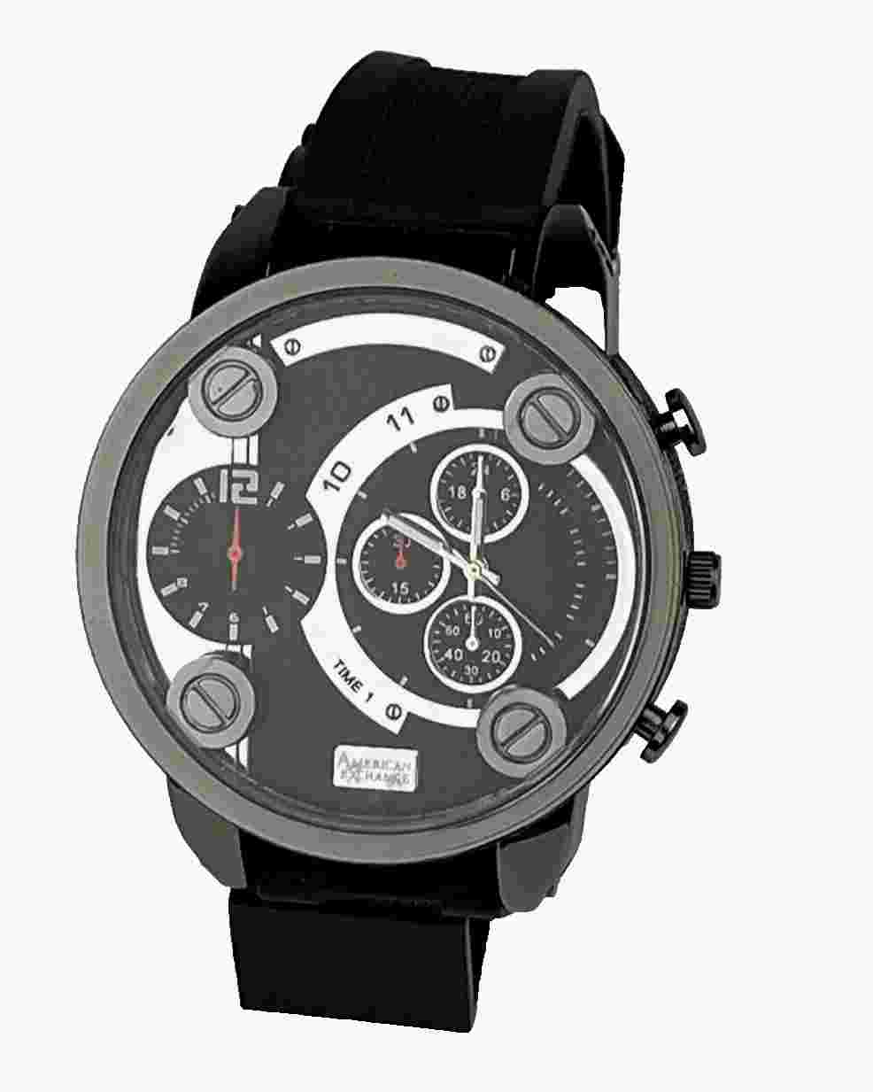 AMERICAN EXCHANGE Men's Black Silicone Strap Watch 52mm 5421 - New Battery