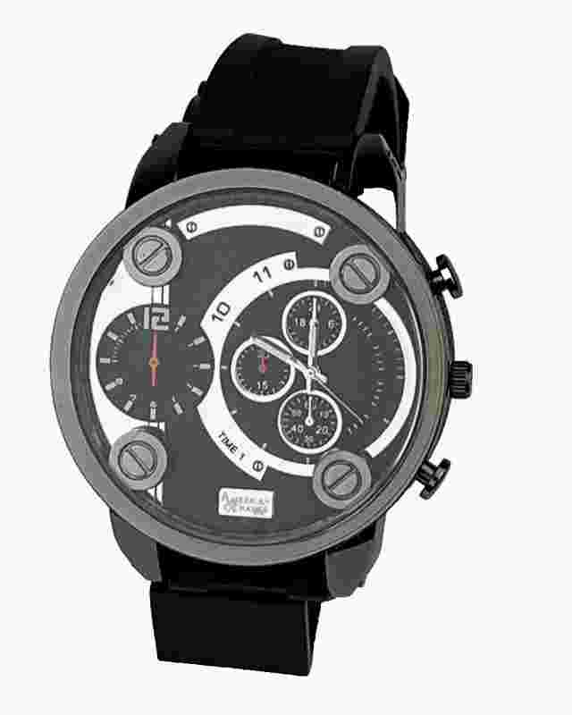AMERICAN EXCHANGE Men's Black Silicone Strap Watch 52mm 5421 - New Battery