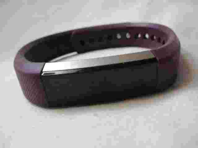 Fitbit Activity Fitness Tracker Digital Wristwatch Silver Tone Purple Color