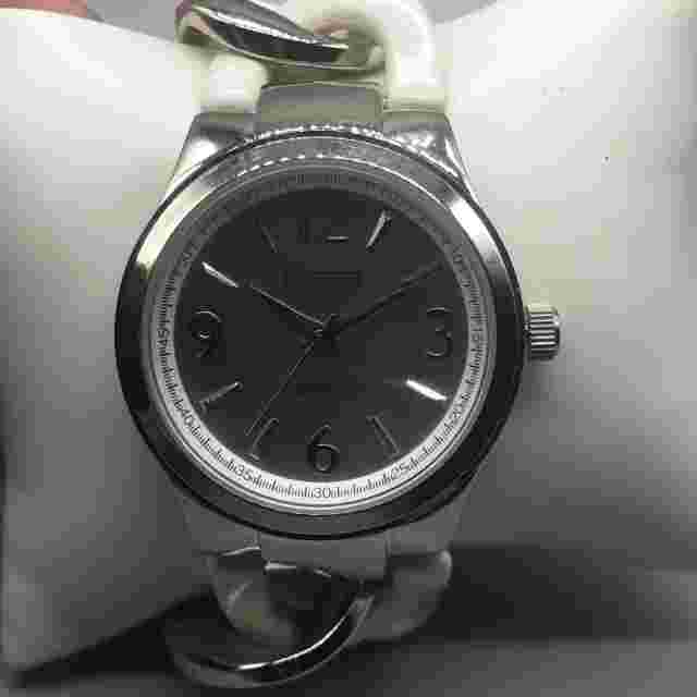 RJ Graziano Watch Women Silver Tone Chunky Curb Chain Link Band New Battery 7"