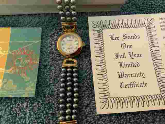Vintage Lee Sands Ladies Bracelet Watch with Peacock Pearls Band