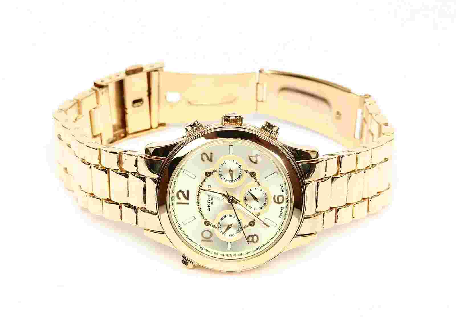 Akribos XXIV Women's Champagne Dial Gold Tone Watch 3132