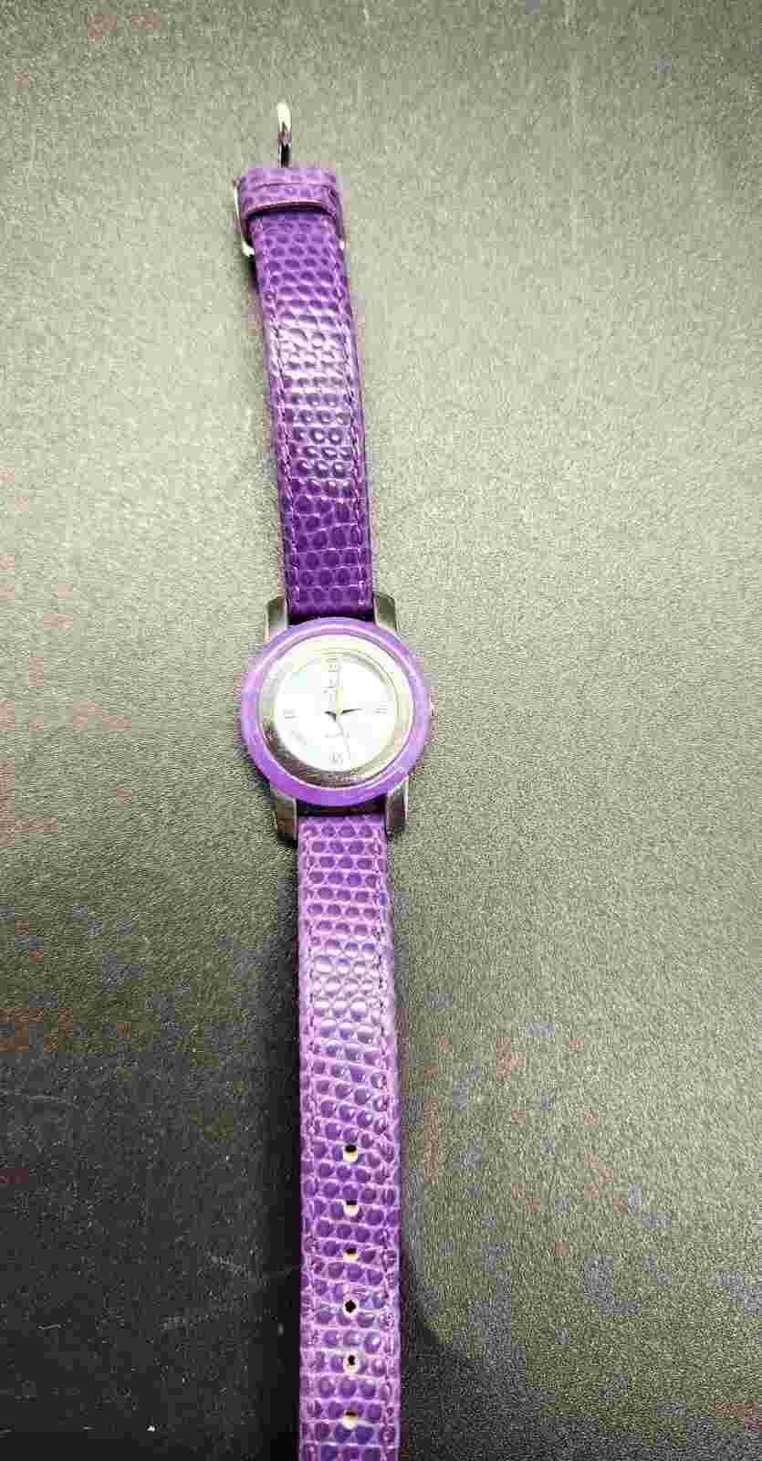 Aria Women’s Watch Sterling Silver Case Purple Leather Strap S810