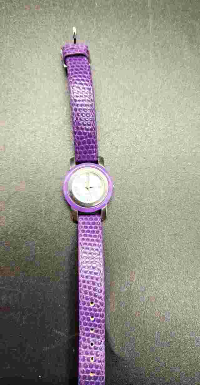 Aria Women’s Watch Sterling Silver Case Purple Leather Strap S810