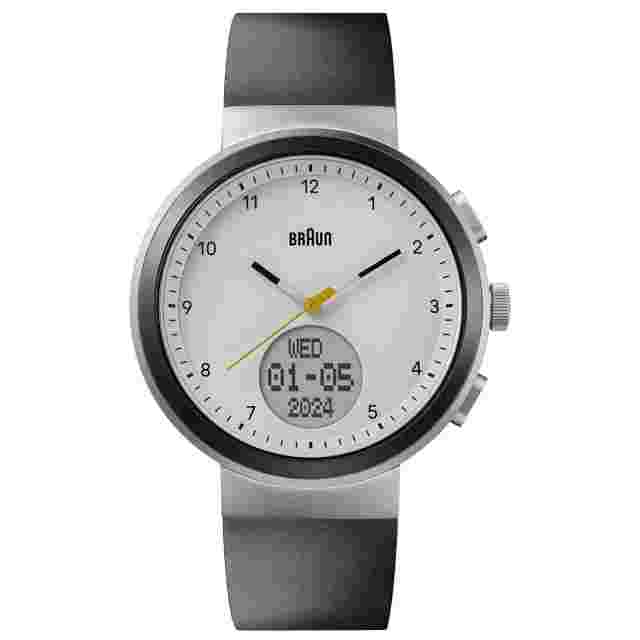 BN0299 Braun Mens Gents Step Counter Watch White Dial Black Silicone Strap New