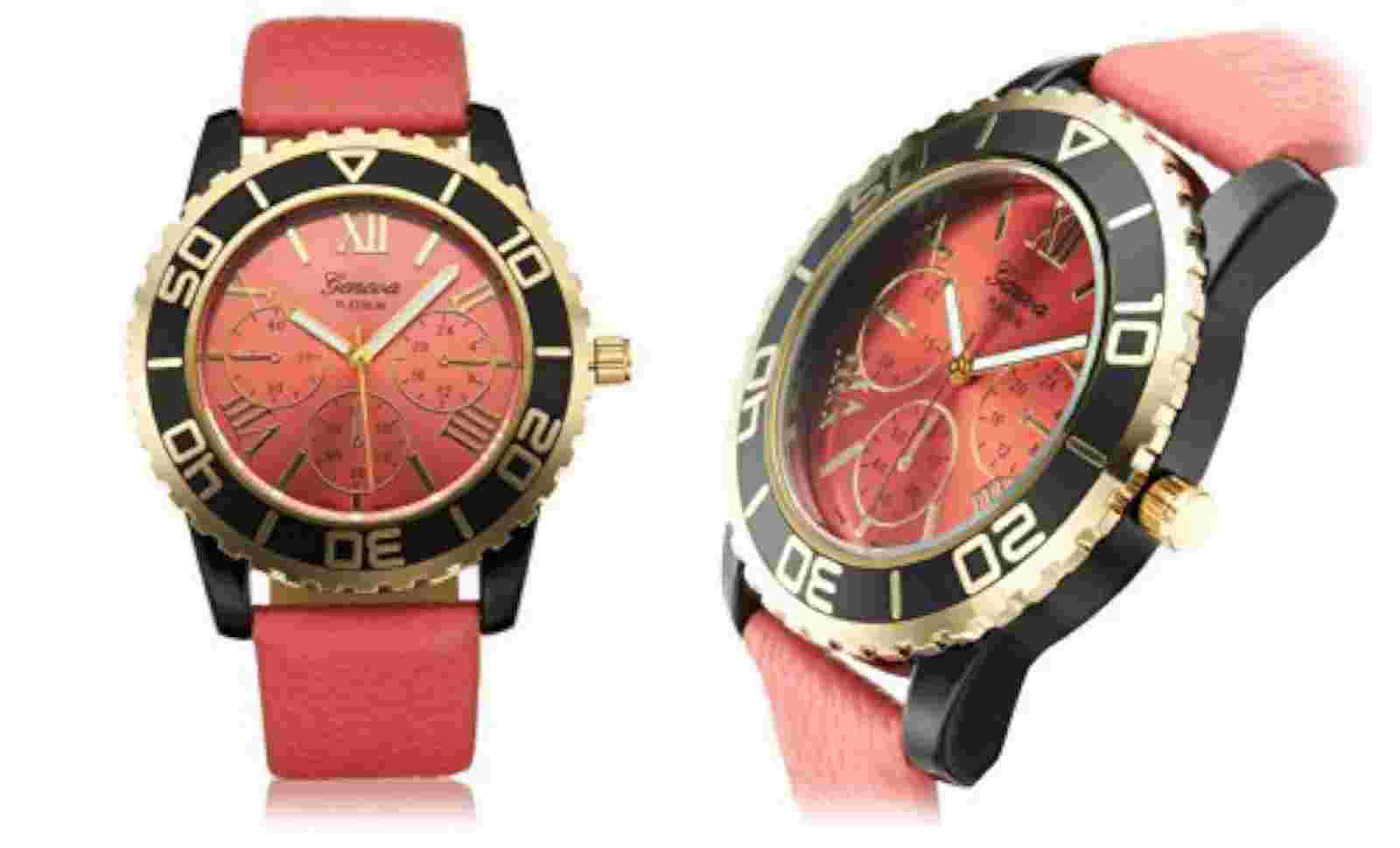 NEW Geneva 62623415 Platinum Revive Womens Coral/Pink Watch W/ Dial Designs