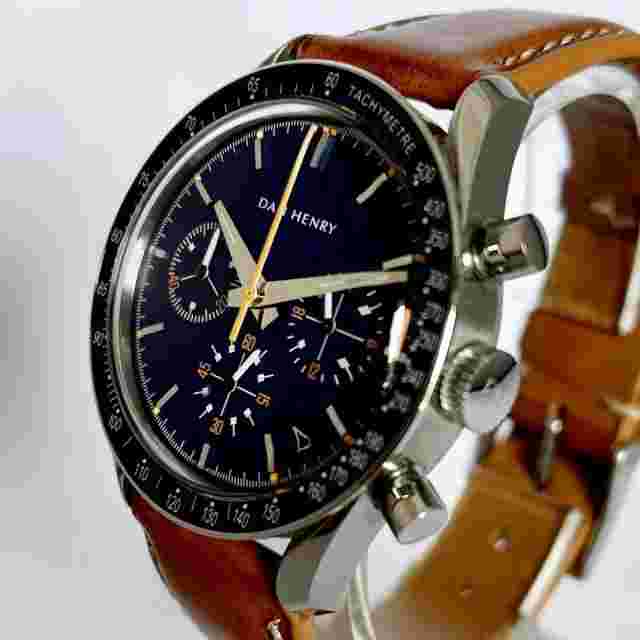 Dan Henry Men's Watch Gran Turismo Chronograph Mecha Quartz 39mm Dark Blue Dial