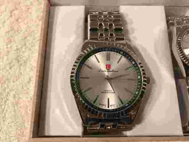 $249.99 Luis Cardini His & Her Metal Link Stylish Set of Watches NIB 80% OFF #15