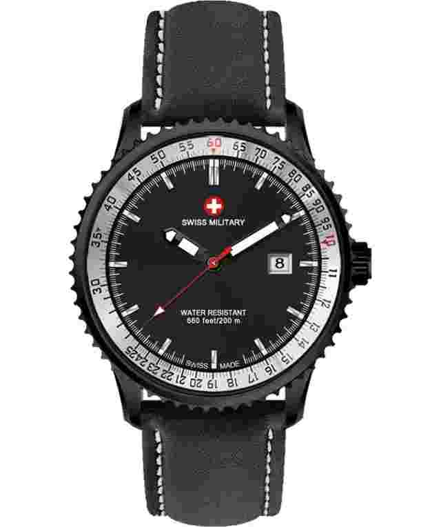 CX Swiss Military Lightning Nero Rawhide Swiss Watch 44mm 20ATM Blk Dial 3121