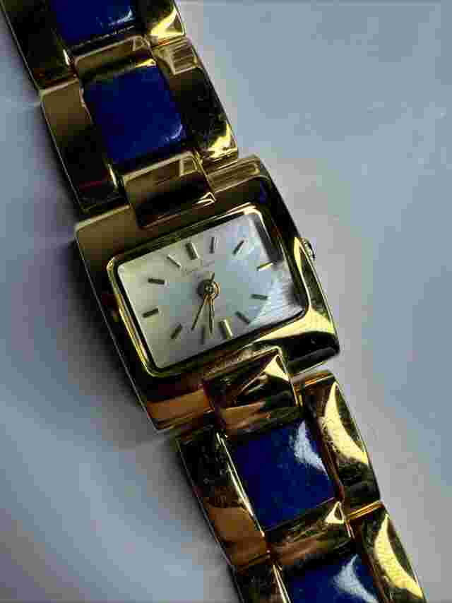 Suzanne Somers Collection Main Line Time Blue/Gold Lady's Watch New Battery