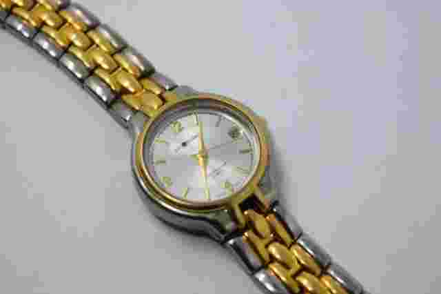Sag Harbor Womens Watch White Date Stainless Silver Gold Water Resistant