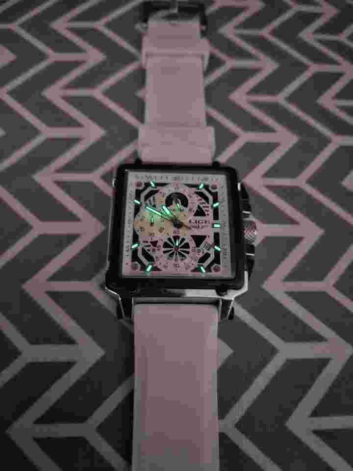 LIGE Dream Men's Watch White Dual Time Moon Phase Date 40mm Luminous Silicone