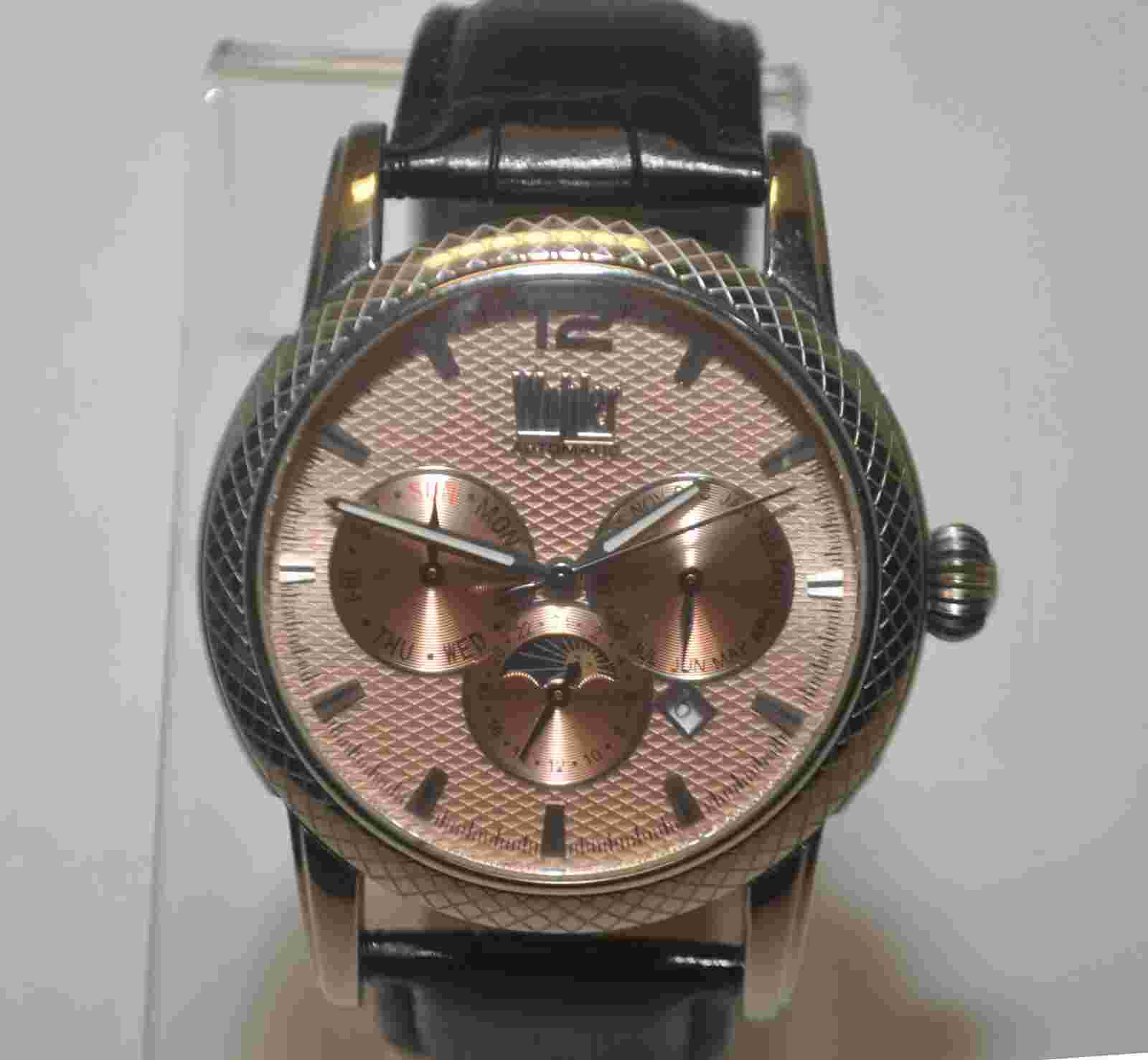 Wohler Automatic Chronograph W-3016-0955 Moon Phase Date WR 50M Men's Watch