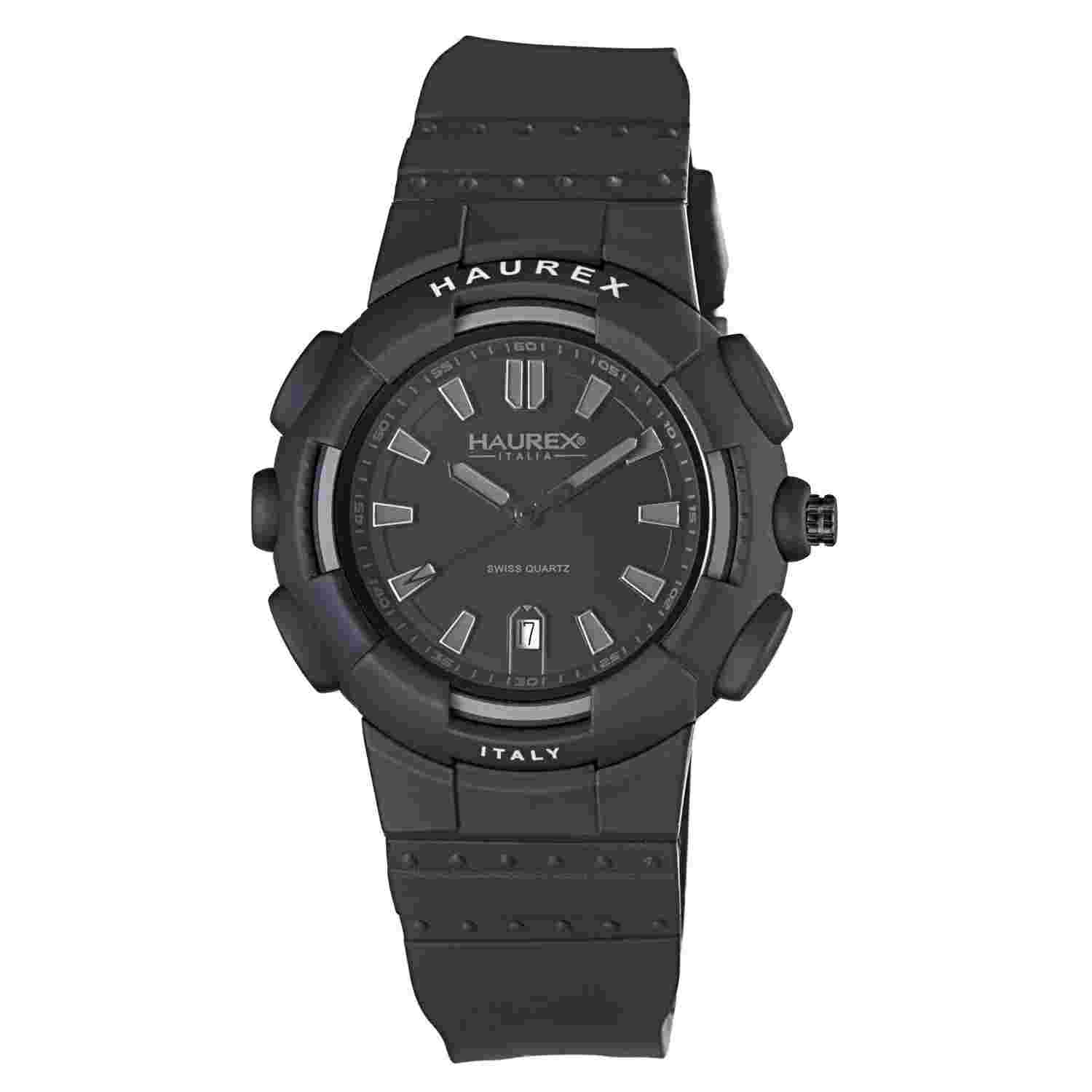 Haurex Men's 2P504UJN Tremor Black Plastic Case Rubber Strap Date Watch
