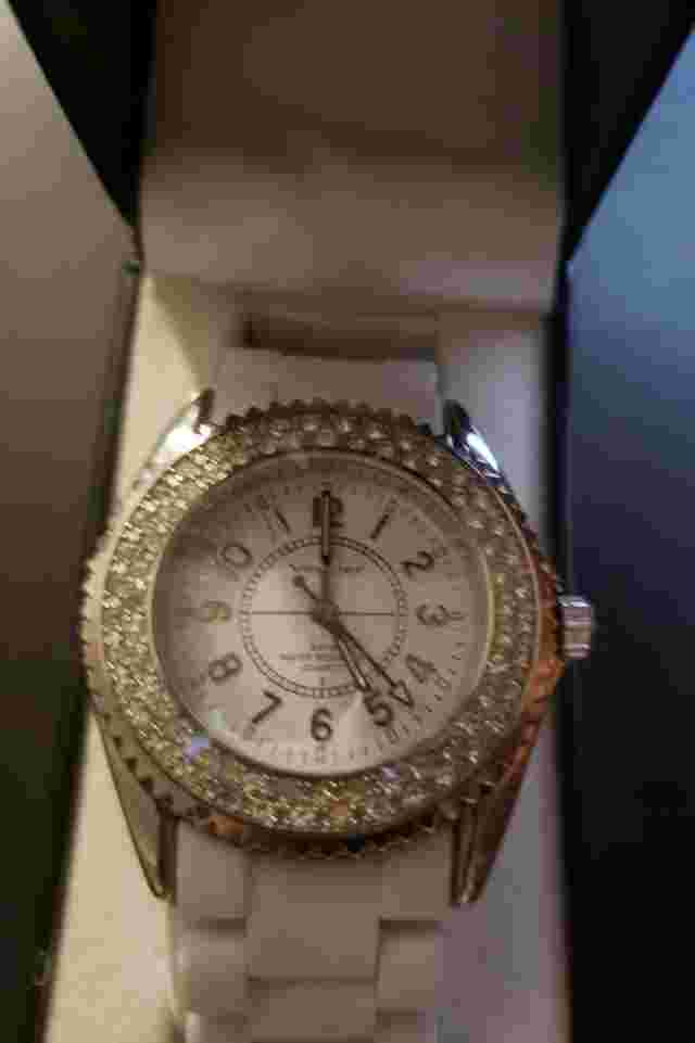 Vernier Quartz Watch With Rhinestones & Silicone Band, Rare, New in Box