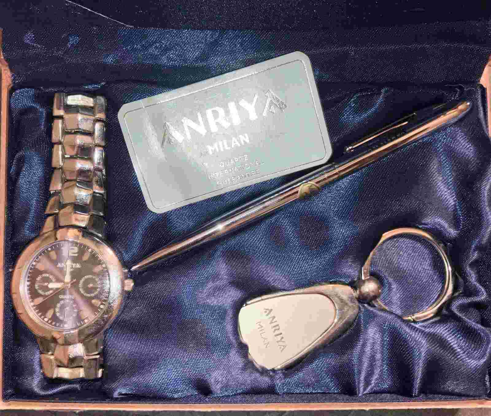 Anriya Milan Italian Watch Set w/ Ink Pen & Keychain