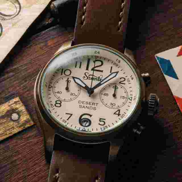 Szanto Desert Sands Antique Gold Ivory Brown Watch - Brand New