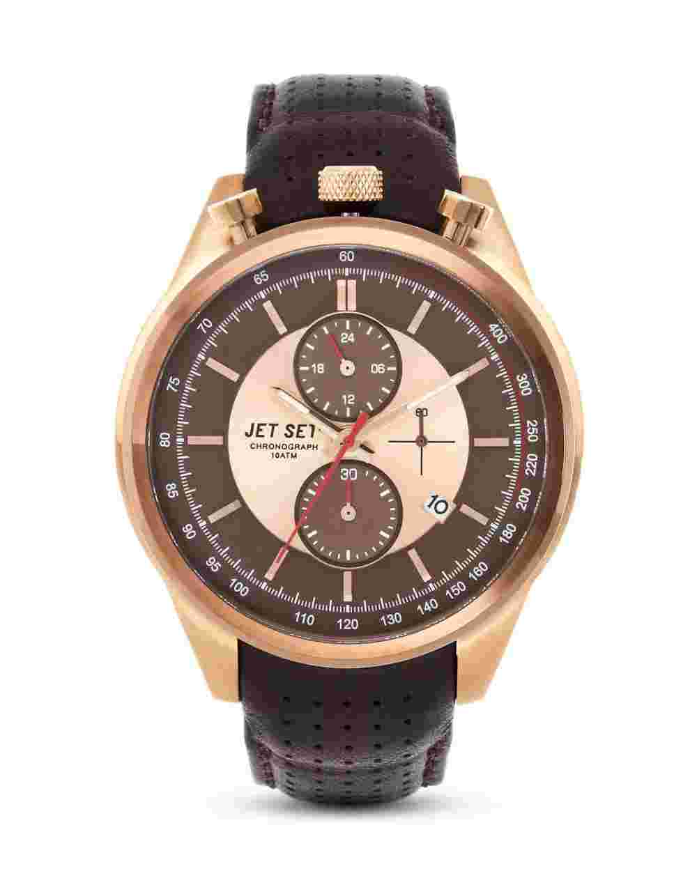 JET SET Turin Chronograph Brown / Rose Gold Quartz Men's Watch J1186R-736