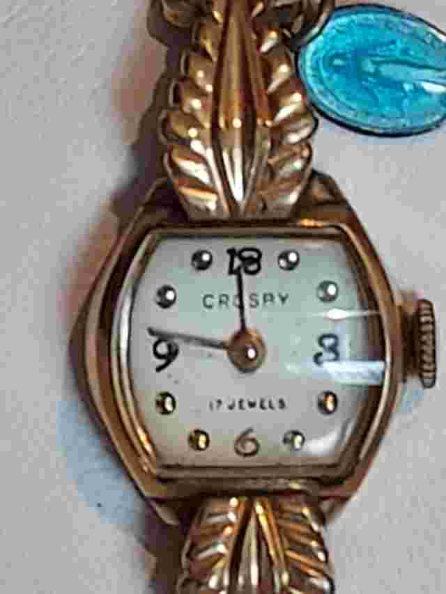WOMEN'S~Vintage~**17 JEWEL CROSBY WATCH**~Stretch Floral Band~PARTS OR REPAIR