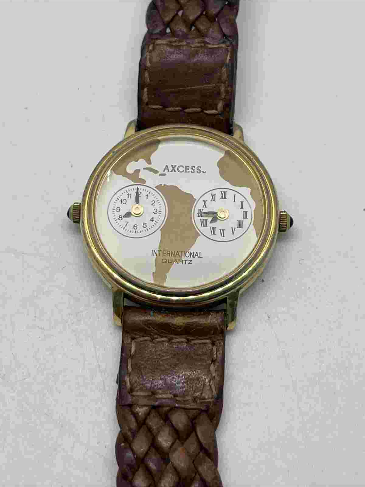 Axcess Brown and Gold Toned Wristwatch Braided band