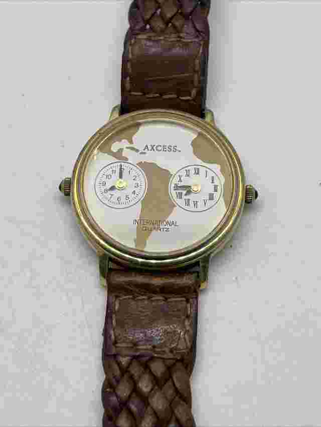 Axcess Brown and Gold Toned Wristwatch Braided band