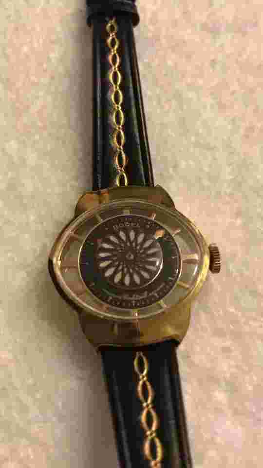 serviced Borel Kaleidoscope watch women's very rare eye shape orig band skeleton