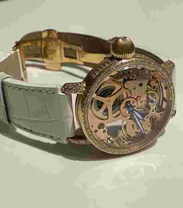 Krieger Gigantium  Diamonds Skeleton 18k Rose Gold Limited Manual Wind Watch