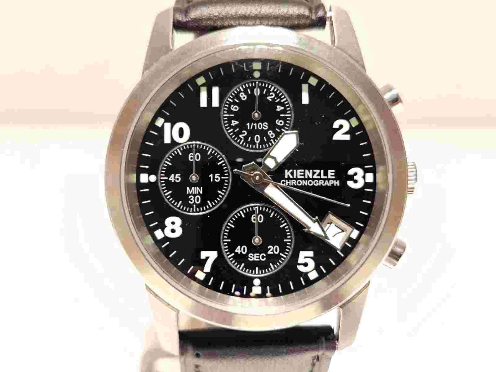 RETRO PILOTS MILITARY STYLE STEEL MEN'S CHRONOGRAPH QUARTZ WATCH "KIENZLE"1822