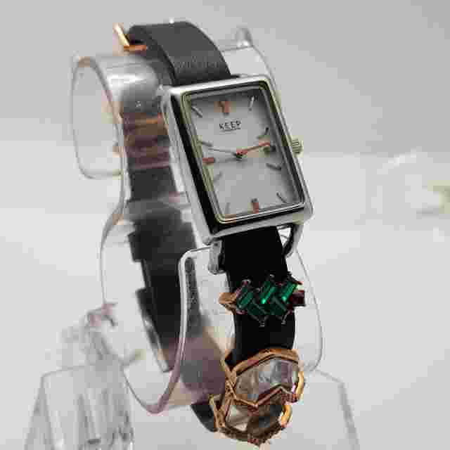 Keep Collective Women's Quartz Watch White Dial Black Leather Band NEW BATTERY