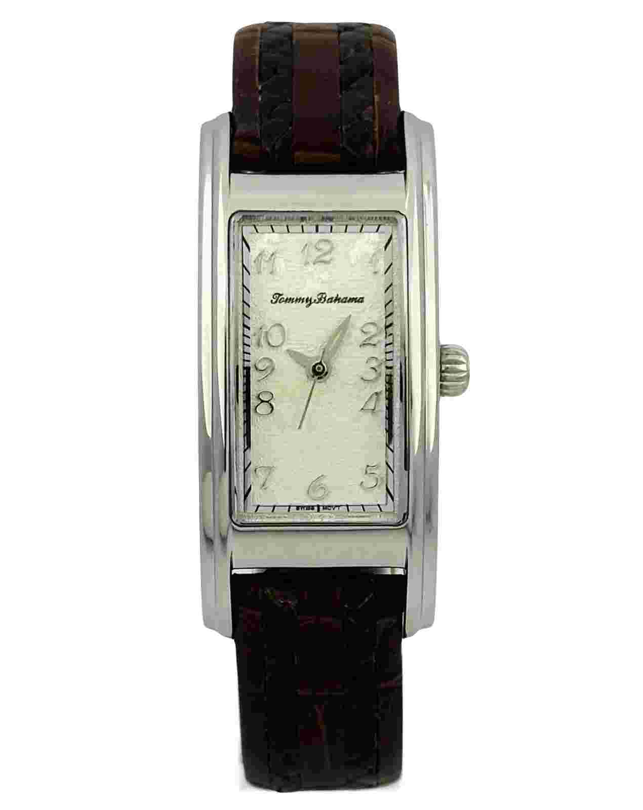 Tommy Bahama TB2091 Women's Rectangle Curved Case Spray Dial STEEL PALMS  Watch
